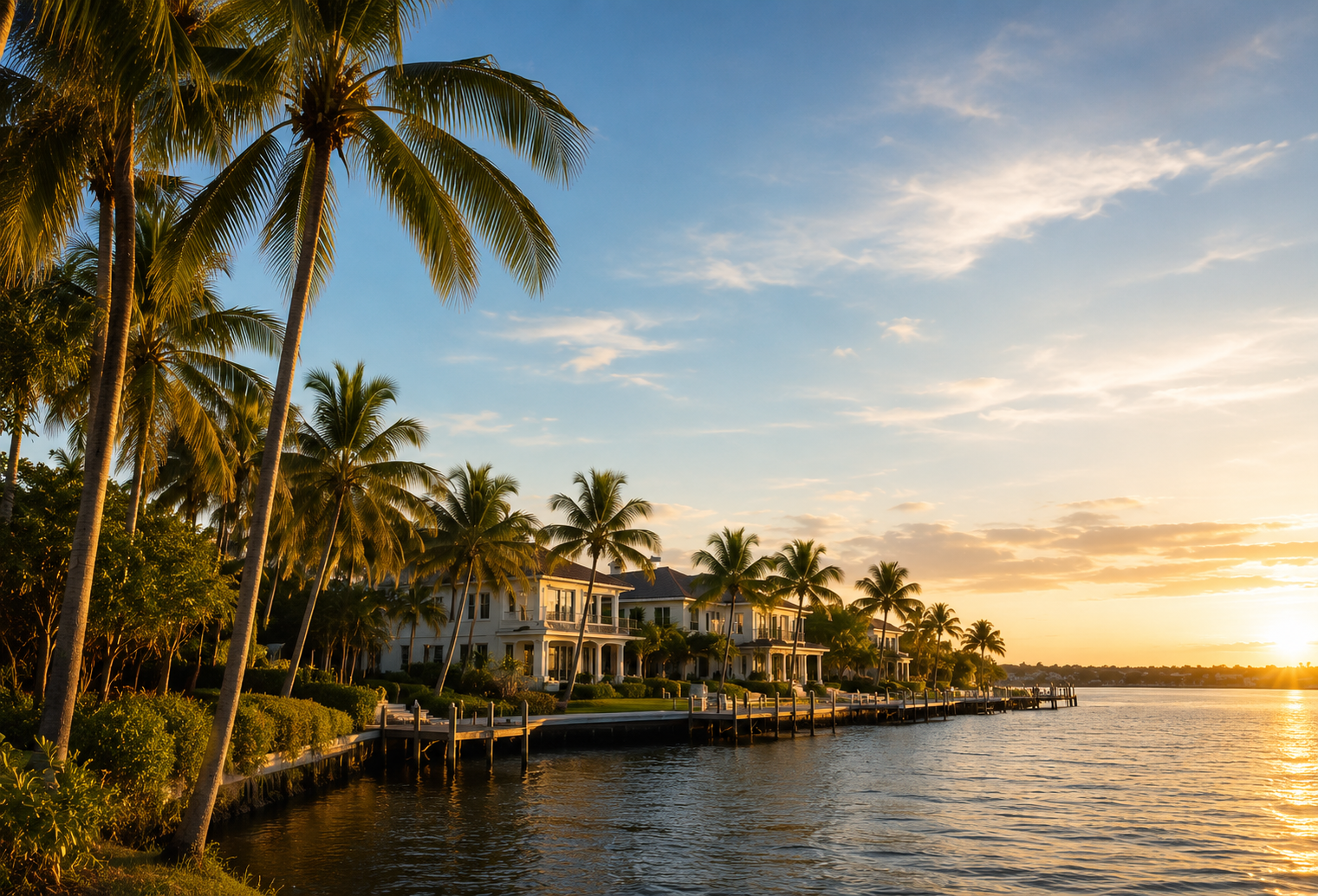 Florida waterfront homes with palm trees for clients moving to Florida